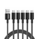 Anker Cable [5 Pack, 6FT], USB A to USB C Cable for iPhone 17 Series,Samsung Galaxy S10 S10+, LG V30, Beats Fit Pro and More (Black)