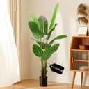 4FT Artificial Bird of Paradise Plant, Lifelike Faux Tropical Tree with 10 Lush Banana Leaves, Tall Artificial Plants Indoor for Living Room Bedroom Decor, Black Pot(4FT)