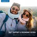WANDER PLUS Travel Neck Pillow, Pure Memory Foam Neck Pillow for Airplanes, Comfortable Breathable Cover, 360 Degree Support Ergonomic Design Best for Sleeping Plane Train Travel Essentials Max Grey