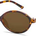 BOTEN Retro Oval Sunglasses for Women Men Small 90s Sun Glasses Trendy Round Shades Cute Designer Sunnies (Tortoise Frame - Brown Lens)