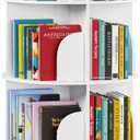 SpaceAid 4 Tier Rotating Bookshelf Tower, Spinning Bookcase Lazy Susan, Revolving 360 Book Shelf Storage Round Carousel, Vertical Rotate Turning Spiral Corner Organizer, White