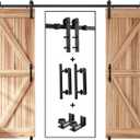 EaseLife 12 FT Double Sliding Barn Door Track and Handle Hardware Kit,Straight Pulley,Slide Smoothly Quietly,Easy Install (12FT Track Kit for 33"~36" Wide Double Door)