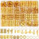Lucomb 280 Pcs Hair Jewelry for Women, Hair Charms Cuffs Beads for Braids Loc Jewelry for Dreadlocks, Adjustable Gold Braids Coils Rings Decoration for Dreadlock Accessories