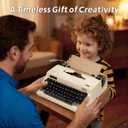 Manual Typewriter White Vintage-Style Writing Machine with Carrying Case, 2 Ink Ribbons and 100 Kraft Sheets Included, Classic Desk Display Decor, Creative Writing Tool