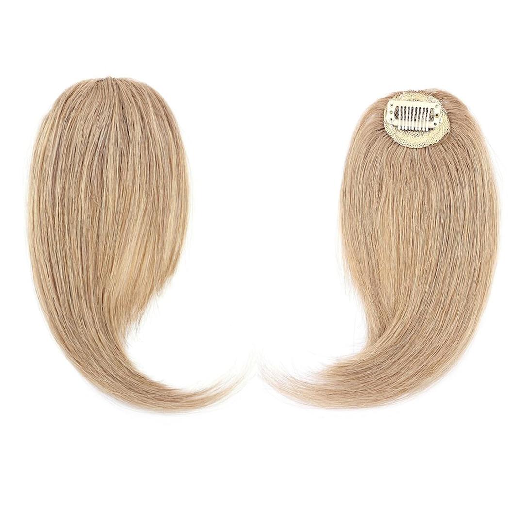 Benehair Side Bangs Clip in Bangs 100% Real Human Hair Curtain Bangs 10 inch Dark Blonde Remy French Bang Soft Thick Hair 15g with Invisible Clips for Women #27