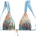 SOLY HUX Women's Triangle Boho Print Bikini Top Only Adjustable Straps Tie Backless Swimsuit Tops Beachwear (M)