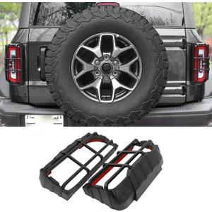 Tail Light Cover Compatible with 2021-2025 Ford Bronco Badlands, Outer Banks, Wildtrak, Heritage Limited Edition, Everglades 2/4 Doors(Only LED Light), Rear Lamp Guard Protector Exterior Accessories
