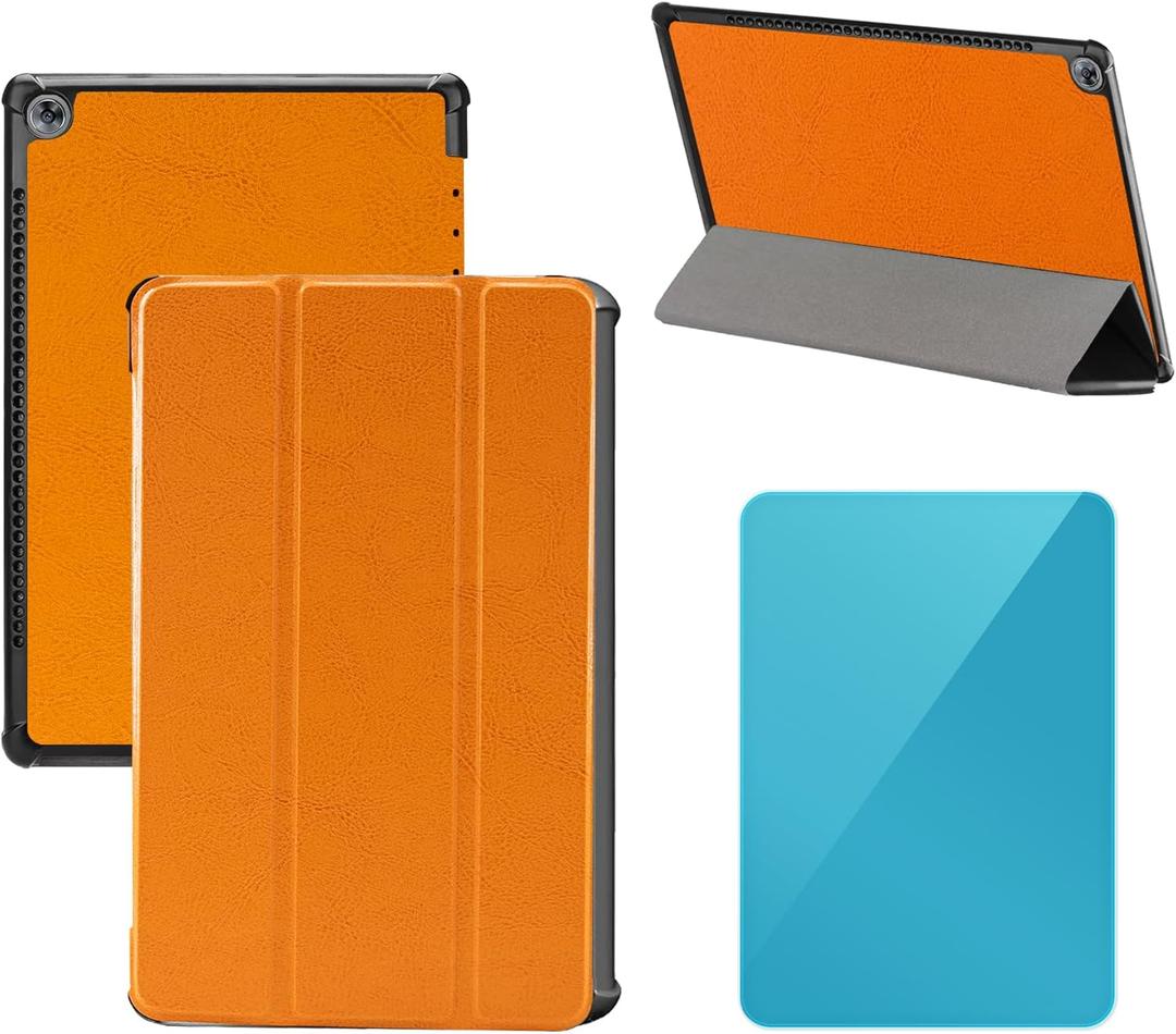 2 x Tri-Fold Case Compatible with Huawei Mediapad M5 10.8 inch (CMR-AL09/CMR-W09), Includes a Screen Protector - Premium PU Leather Tri-Fold Cover with Auto Sleep/Wake (Vintage Brown, One Size)