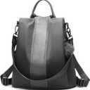 PINCNEL Women Backpack Purse Waterproof Nylon Anti-theft Rucksack Lightweight Shoulder Bag (Medium, Gray)