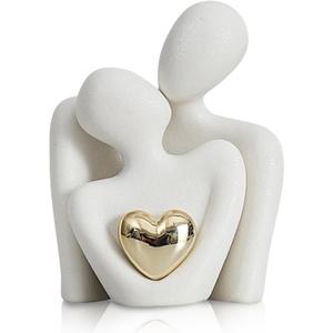 Romantic Couple Statue, Abstract Sculpture Small Shelf Ornaments for Living Room, White Ornaments Couple Figure Sculptures Gifts for Wedding Anniversary