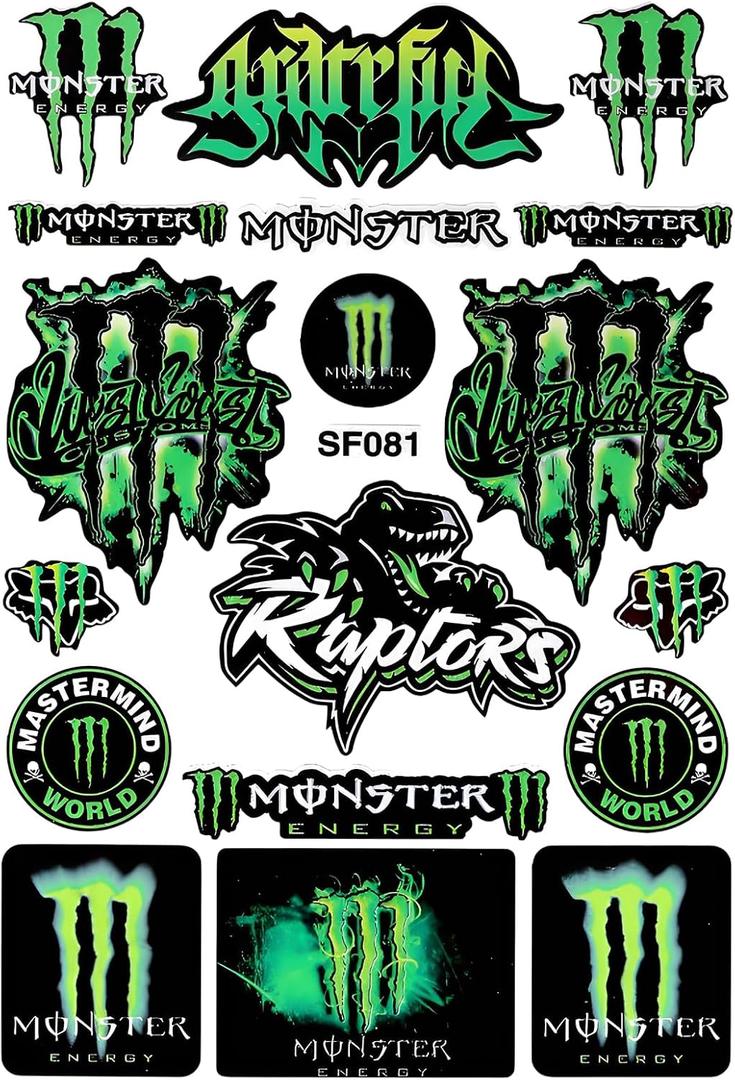 Cretassion Green Reflective Waterproof Stickers Cool for Motorcycle, Motorcycle Helmet, Skateboard, Car and Dirt Bike Motorcycle Decal