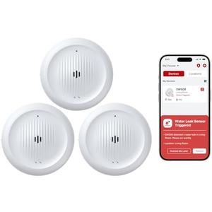 X-Sense Wi-Fi Water Leak Detector Kit, Smart Water Sensor Alarm with App Alerts and Ultra-Slim Design, Water Alarm Leak Detector for Basements, Model SWS0B, 3 Packs