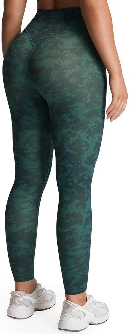 Aoxjox High Waisted Workout Leggings for Women Tummy Control Buttery Soft Yoga Metamorph Deep V Pants 26" (Cloud Dark Green, Small)
