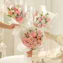 Aodes 128 Pieces Pipe Cleaners Craft Supplies for Wedding Gift, DIY Chenille Stems Strawberry Bouquet Kit with Step-by-Step Video Tutorials for Holiday Decoration