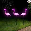 Solar Flamingo Light 3 Pcs, Waterproof Solar Garden Lights Outdoor Decor, Pink Flamingo Garden Decor, Birthday Christmas New Home Gift, for Yard Lawn Walkway Pathway