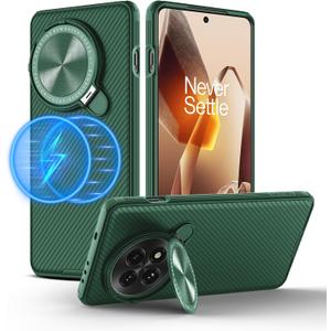 Nillkin Magnetic for OnePlus 13 Case, Compatible with MagSafe, Thin Slim Fit Case with Upgrade Camera Cover and Kickstand, Camshield Prop Case for OnePlus 13, Green