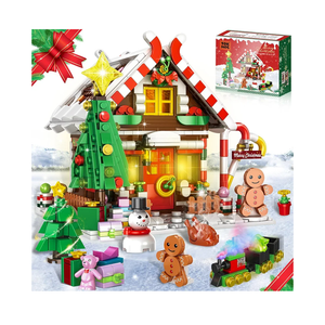 GIVFOZAY Christmas Gingerbread House Building, Christmas Village House Building Set, Contain Christmas Tree and Train, Xmas Brick Toy Gifts for Adults Teens and Kids 1288PCS