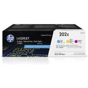 HP 202X Cyan, Magenta, Yellow High-Yield Toner Cartridge Printers (3-Pack) | Works with Color LaserJet Pro M254, Color LaserJet Pro MFP M281 Series | CF500XM
