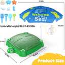 Turtle Sandbox with Lid and Adjustable Umbrella, Large Square Sand Box with 6 Molds & 4 Shovels, Outdoor Beach Toys for Toddlers Ages 3+