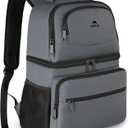 MATEIN Cooler Backpack, 26 Cans Insulated Lunch Backpack for Men Women, Leakproof Double Layer Lunch Cooler Bag Lightweight Soft Lunch Backpack with Cooler Compartment, Beach Camping Hiking Beer Gifts (Austere Grey)