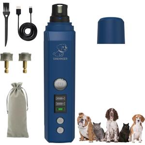 Silent Groom Pro Nail Grinder, Dog Nail Trimmers with 2-Speed, 2 LED Lights, 2 Grinding Wheels, USB Rechargable Dog Nail Grinder, Blue (Bule)