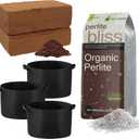 Seed Starting Soil Mix (24 Qts) - Coco Coir 650gm Bricks (2-Pack) + Perlite Bliss + 3 Gallon Grow Bags - Seed Starter Soil for Indoor Plants, Outdoor Plants, Seedlings - Organic Coco Coir Perlite Mix