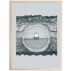 LQOZTBX Jesus Wall Art Hush Be Still Canvas Poster Jesus Boat Print Redemption Art Aesthetics Paintings Bible Sketches Wall Decor for Living Room Bedroom Unframed