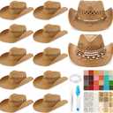 Unittype Straw Cowgirl Hat DIY Craft Bead Making Kit, Khaki, 12 Sets