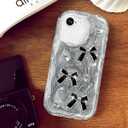 Toycamp for iPhone SE Case - for iPhone 8/7 Case Cute Women Girly Girls Glitter Phone Cover Kawaii Sparkle Bling Aesthetic Pretty Unique Design Funda for Apple SE 2nd/3rd Generation, Black Bowtie