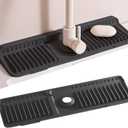 SOCORIA Faucet Mat for Kitchen Sink, 2025 New Silicone Sink Splash Guard, 7Slope Fast Self-draining, Fast Drying Tidy Faucet Mat Splash Guard (17.7x5.6 inches, Black)