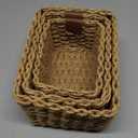 Panovox Storage Basket, Recycled Paper Rope Basket Organizer, 3Pcs Small Baskets for Organizing, Mini wicker Basket for Decorative Storage Bins, Shelves, Cabinet - Brown