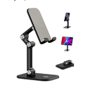 OCYCLONE Phone Stand, Adjustable Height and Angle Foldable Cell Phone Stand Holder for Desk, Taller iPhone Stand Compatible with 4.7"-13" Smartphones iPad Tablet, Black
