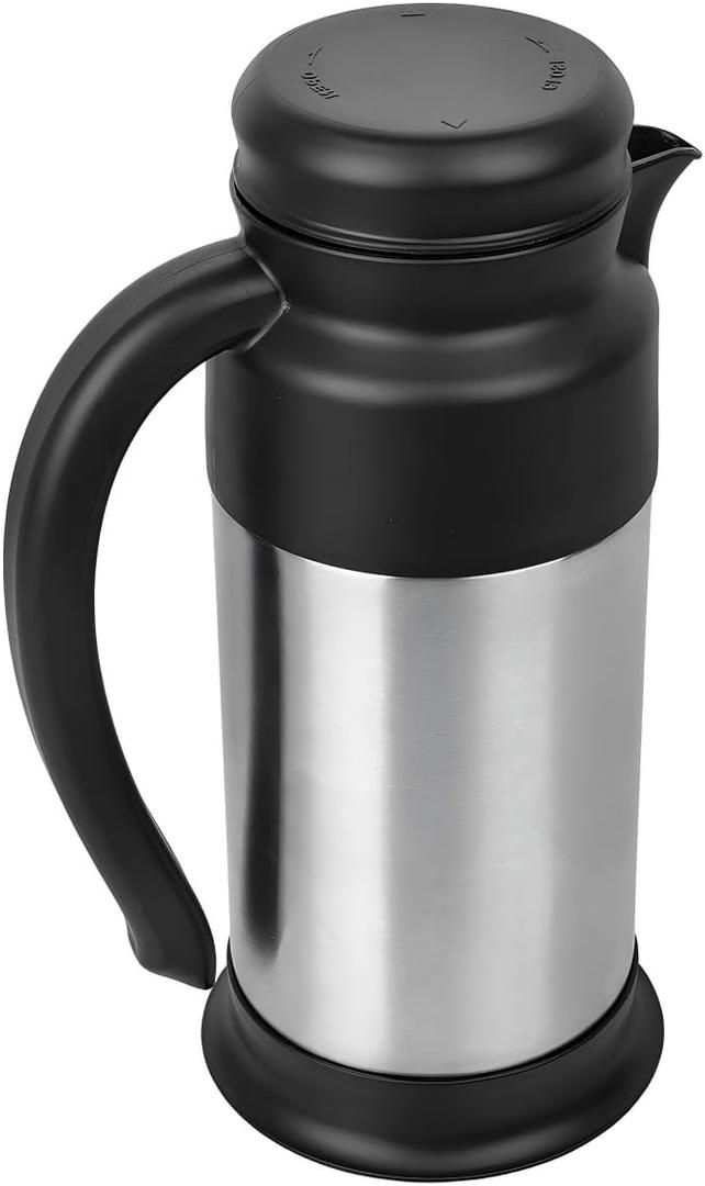 Creamer Pitcher for Coffee,0.75L/25 Oz Thermal Coffee Carafe,Stainless Steel Coffee Carafes for Keeping Hot and Cold,Double-Wall Design,12-Hour Hot & Cold,Leak-Proof,Portable for Travel,Camping,Office (25.4 Ounces)