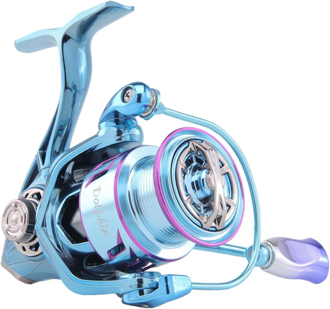HAUT TON Dolphin Advance Edition Spinning Reel,5.2:1Gear Ratio,22LBS,5+1BB,Backlash Free Bearing,Sealed Drag System,Saltwater,Freshwater Fishing Reels (HT-DN)