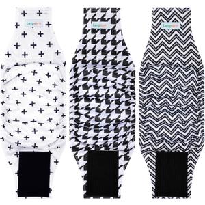 Langsprit Belly Bands for Dogs (Pack of 3) - High Absorbing Dog Wraps - Washable Reusable Male Dog Diapers (X-Small, Black and White)