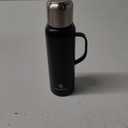 Insulated Vacuum Thermo Bottle 750ml/25.4oz with Cup Stainless Steel Coffee Bottles for Hot and Cold Drink Water Flask.(Black, with Handle, 750ml)