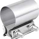 EVIL ENERGY 2.5 Inch Exhaust Clamp,2 1/2" Butt Joint Band Clamp Sleeve Coupler Stainless Steel for Pipes,Mufflers,Catalytic Converters 2PC
