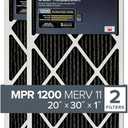 Filtrete 20x30x1 Air Filter, MPR 1200, MERV 11, Allergen Defense Odor Reduction 3-Month Pleated 1-Inch Air Filters, 2 Filters