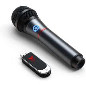 Lococo Wireless Microphone,UHF Metal Rechargeable Handheld Dynamic Mic with USB Receiver Mute Function for Karaoke Party,Computer,Mobile Phone,Amplifier,PA System,Singing Machine