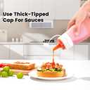 Mrsdry Condiment Squeeze Bottles, 12 oz Silicone Squeeze Bottles For Sauces, Leak Proof Condiment Containers with Extra Interchangeable lid, Easy Squeeze for Oil, Honey & Dressings, BPA FREE (4 Pack)
