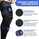 (4 in 1) Professional Knee Brace Built-in Copper Joe Full Leg Compression Sleeve, Adjustable and Detachable Straps - Knee Brace for Men & Women, with Patella Gel Pads & Side Stabilizers, Knee Support Protector for Running, Meniscus Tear, Arthritis