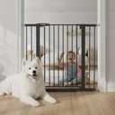 Mumeasy 36" Extra Tall Baby Gate for Stairs and Doorways, 26-40" Auto Close Dog Gate Indoor, Easy Install Pressure Mounted Pet Gate, Safety Baby Gates with Door for Child and Pets (Black)