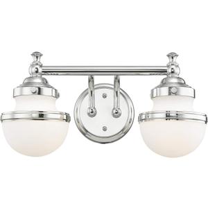 Livex Lighting 5712-05 Transitional Two Light Bath Vanity from Oldwick Collection Finish, Polished Chrome 15 x 7.25 x 8.25