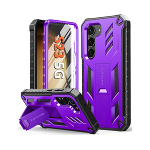FNTCASE for Samsung Galaxy S25-Plus Case: Military Grade Rugged Cell Phone Cover with Kickstand & Holster | Shockproof TPU Protection Bumper Matte Textured Design for Samsung S24 Plus Cases (Purple)
