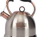 Whistling Stovetop Tea Kettle Food Grade Stainless Steel, Hot Water Fast to Boil for Stove Top-3.0Q (Silver-RW)
