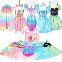 HAMSILY Princess Dress Up Clothes for Little Girls: Princess Costume for Girls Toddler, Unicorn Costume & Mermaid Costume, Girl Toys Age 3 4 5 6 Year Old Girl Birthday Gifts with Cape, Jewelry, etc