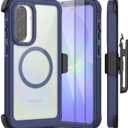 for Samsung Galaxy A36 5G Case, [Transparent & Holster Series] Belt Clip Full Body Shockproof Protective Cell Phone Cover with 2 Pack Tempered Glass Screen Protector (Blue/Clear)