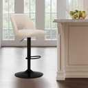 COLAMY Bar Stools Set of 1, Modern Swivel Bar Chairs, Adjustable Upholstered Barstools Counter Height with Square Open Back for Bar, Kitchen Island, Dining Room, Beige