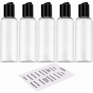 5 Pack 3.4 oz Travel Bottles for Toiletries TSA Approved Leakproof Plastic Empty Travel Size Bottles Containers with Labels