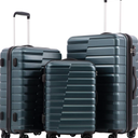 COOLIFE Expandable Suitcase PC ABS TSA Luggage 3 Piece Set Lock Spinner Carry on (Teal blue)